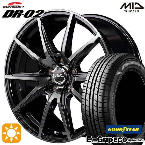 5/15ポイント5倍★195/65R15 91H グッドイヤー エフィシェントグリップ エコ EG01 MID シュナイダー DR02 ブラックポリッシュ＋ブラッククリア 15インチ 6.0J 5H114.3 サマータイヤホイールセット