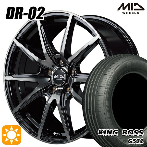 【取付対象】195/65R15 91H キングボス G521 MID シュナイダー DR02 ブラックポリッシュ＋ブラッククリア 15インチ 6.0J 5H114.3 サマータイヤホイールセット