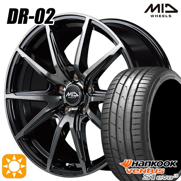 【取付対象】アクセラ アテンザ 215/45R18 93Y XL ハンコック veNtus S1 evo3 K127 MID シュナイダー DR02 ブラックポリッシュ＋ブラッククリア 18インチ 7.0J 5H114.3 サマータイヤホイールセット