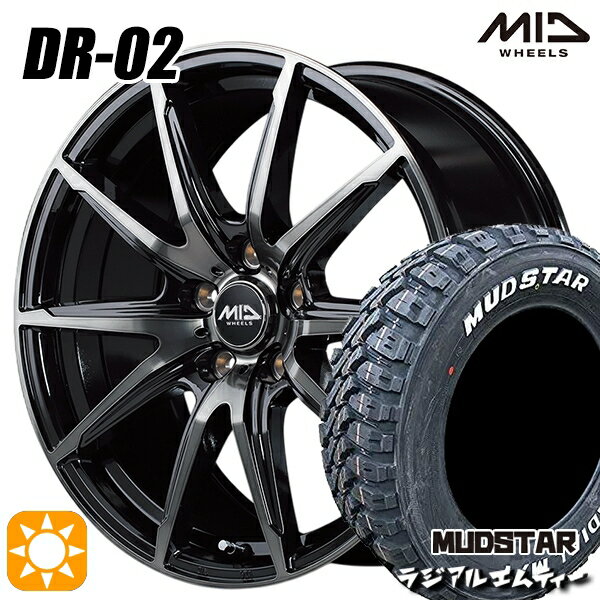 【取付対象】エルグランド クロスロード 215/65R16 109/107R マッドスター ラジアル M/T ホワイトレター MID シュナイダー DR02 ブラックポリッシュ＋ブラッククリア 16インチ 6.5J 5H114.3 サマータイヤホイールセット