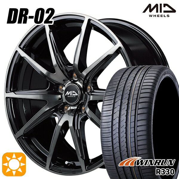 【取付対象】リーフ アクセラ 205/55R16 91V ウィンラン R330 MID シュナイダー DR02 ブラックポリッシュ＋ブラッククリア 16インチ 6.5J 5H114.3 サマータイヤホイールセット