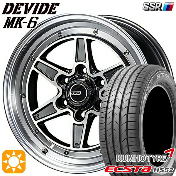 【取付対象】215/60R17 100V XL クムホ エクスタ HS52 SSR ディバイド MK-6 ダークガンメタポリッシュ 17インチ 6.5J 6H139.7 サマータイヤホイールセット