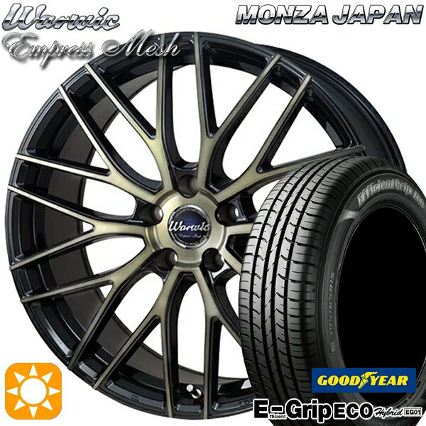 【取付対象】リーフ レヴォーグ 215/50R17 91V グッドイヤー エフィシェントグリップ エコ EG01 モンツァ ワーウィック エンプレスメッシュ ブラッククリア/ポリッシュ 17インチ 7.0J 5H114.3 サマータイヤホイールセット