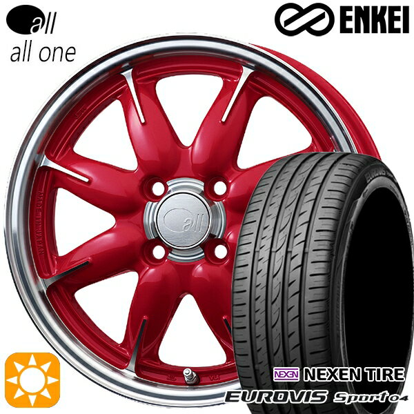 【取付対象】165/60R14 75H ロードストーン ユーロビズ Sport 04 ENKEI オール オールワン マシニングキャンディレッド 14インチ 5.0J 4H100 サマータイヤホイールセット