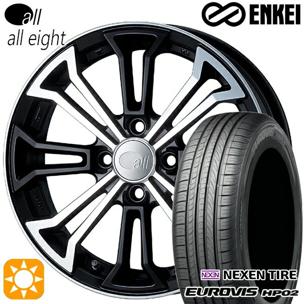 【取付対象】165/65R15 ネクセン ロードストーン ユーロビズ HP02 ENKEI オール オールエイト マットマシンドブラック 15インチ 5.0J 4H100 サマータイヤホイールセット