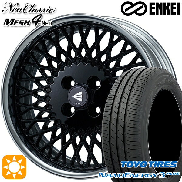 【取付対象】195/45R16 80W トーヨー ナノエナジー3プラス ENKEI ネオクラシック メッシュ4ネオ [Hi Disk] ブラック 16インチ 6.5J 4H100 サマータイヤホイールセット