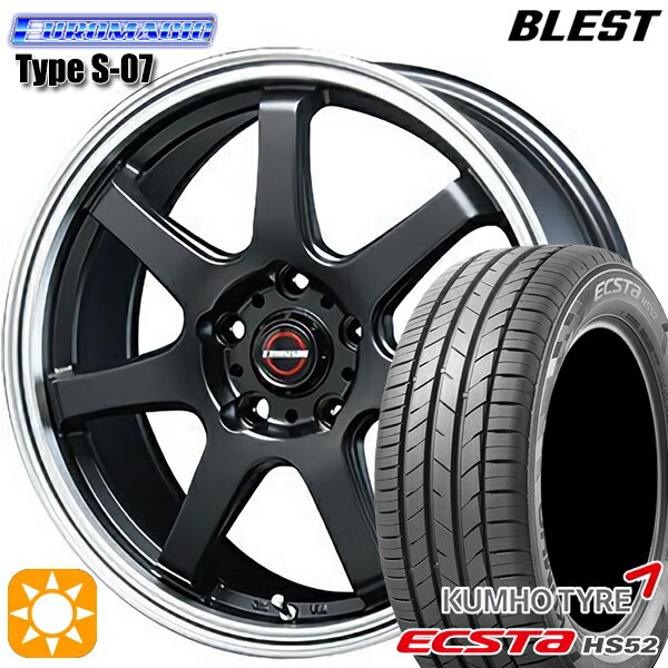 【取付対象】215/60R17 100V XL クムホ エクスタ HS52 BLEST ユーロマジック タイプS-07 セミグロスブラック 17インチ 7.5J 5H114.3 サマータイヤホイールセット