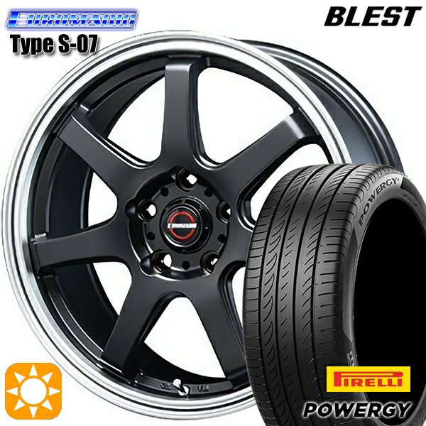 【取付対象】215/45R17 91W XL ピレリ パワジー BLEST ユーロマジック タイプS-07 セミグロスブラック 17インチ 7.5J 5H114.3 サマータイヤホイールセット