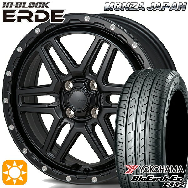 【取付対象】マツダ2 ノート 195/55R16 87V ヨコハマ ブルーアース ES32 モンツァ ハイブロック エルデ サテンブラック/ミーリング 16インチ 6.0J 4H100 サマータイヤホイールセット