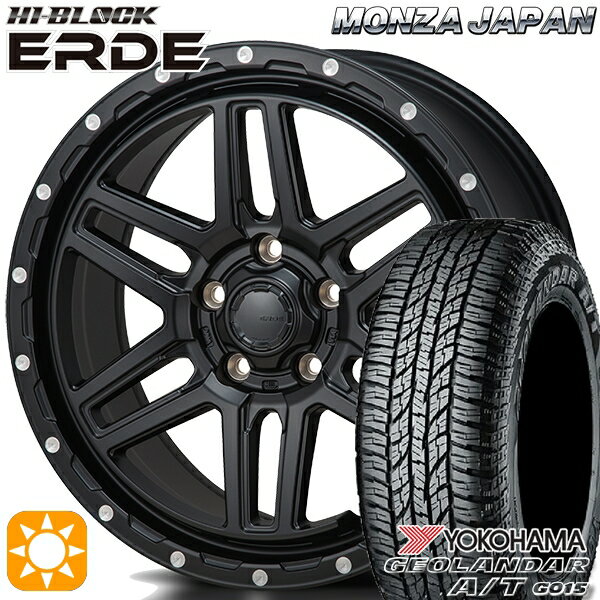 【取付対象】ヴェゼル オデッセイ 215/60R16 95H ヨコハマ ジオランダーA/T G015 モンツァ ハイブロック エルデ サテンブラック/ミーリング 16インチ 7.0J 5H114.3 サマータイヤホイールセット