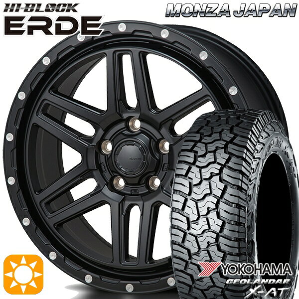 【取付対象】デリカD5 LT215/70R16 100/97Q ヨコハマ ジオランダー X-AT G016 モンツァ ハイブロック エルデ サテンブラック/ミーリング 16インチ 7.0J 5H114.3 サマータイヤホイールセット