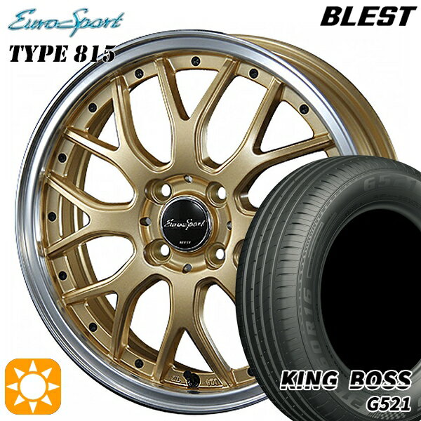 【取付対象】165/60R14 75H キングボス G521 BLEST ユーロスポーツ タイプ815 セミグロスゴールド 14インチ 4.5J 4H100 サマータイヤホイールセット