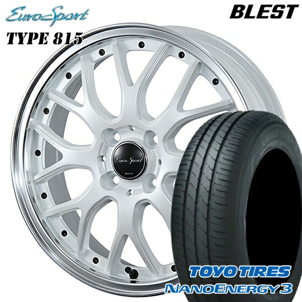 【取付対象】165/60R14 75H トーヨー ナノエナジー3 BLEST ユーロスポーツ タイプ815 パールホワイト 14インチ 4.5J 4H100 サマータイヤホイールセット