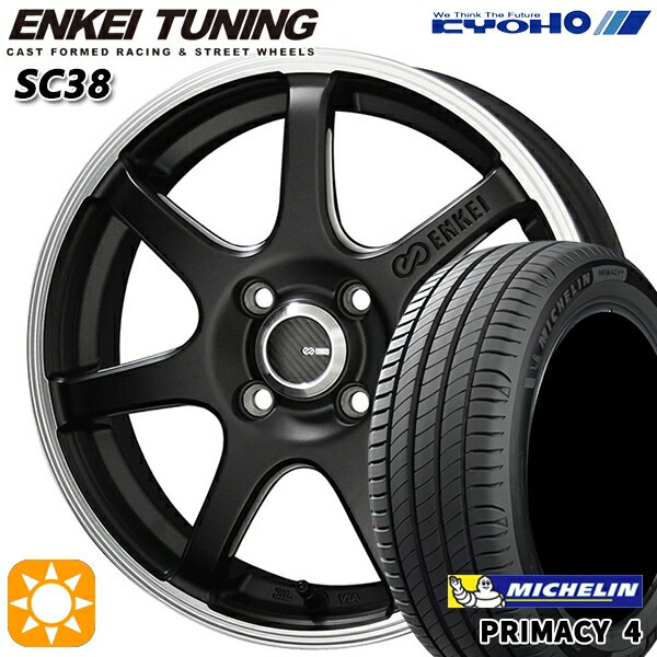 【取付対象】フィット アクア 185/60R15 88H XL ミシュラン プライマシー4 KYOHO エンケイチューニング SC38 マットブラック×リムエンドポリッシュ 15インチ 5.5J 4H100 サマータイヤホイールセット