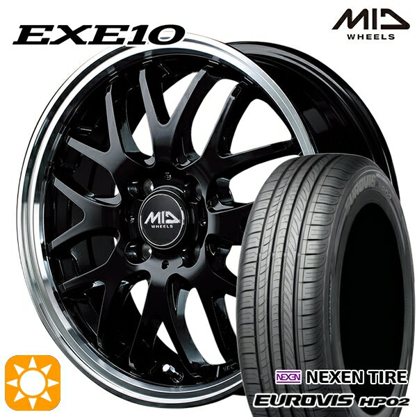 【取付対象】165/60R15 ネクセン ロードストーン ユーロビズ HP02 MID ヴァーテックワン EXE10 グロッシーブラック/リムポリッシュ 15インチ 4.5J 4H100 サマータイヤホイールセット