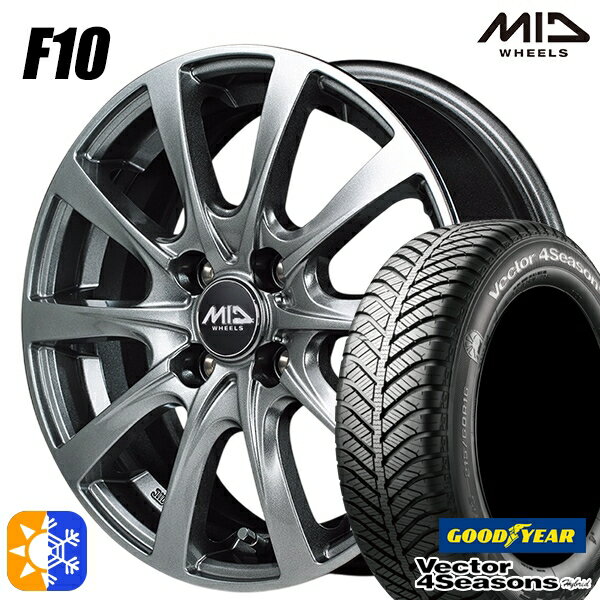 165/50R15 73H グッドイヤー ベクター フォーシーズンズ MID ユーロスピード F10 15インチ 4.5J 4H100 メタリックグレー オールシーズンタイヤホイールセット