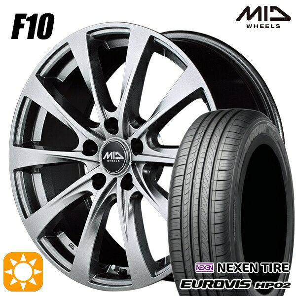 【取付対象】195/65R15 ネクセン ロードストーン ユーロビズ HP02 MID ユーロスピード F10 メタリックグレー 15インチ 6.0J 5H114.3 サマータイヤホイールセット