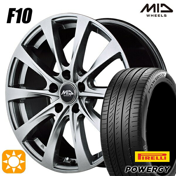 【取付対象】195/60R16 89H ピレリ パワジー MID ユーロスピード F10 メタリックグレー 16インチ 6.5J 5H114.3 サマータイヤホイールセット