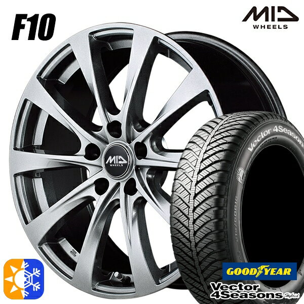 195/65R15 91H グッドイヤー ベクター フォーシーズンズ MID ユーロスピード F10 15インチ 6.0J 5H114.3 メタリックグレー オールシーズンタイヤホイールセット