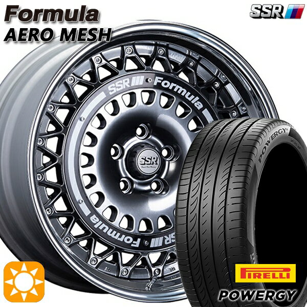 【取付対象】225/40R18 92W XL ピレリ パワジー SSR フォーミュラ エアロメッシュ チタンシルバー/ブラックリング 18インチ 7.0J 5H114.3 サマータイヤホイールセット