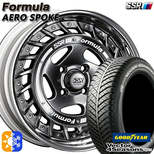 195/50R16 84H グッドイヤー ベクター フォーシーズンズ SSR フォーミュラ エアロスポーク チタンシルバー 16インチ 6.0J 4H100 オールシーズンタイヤホイールセット