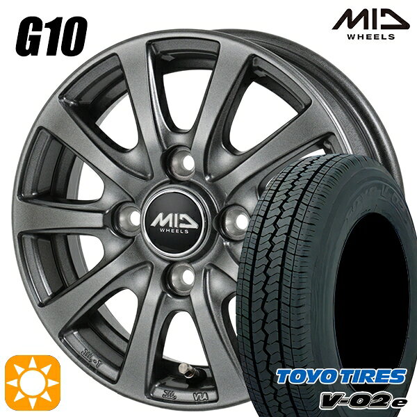 【取付対象】軽トラ 145/80R12 80/78N トーヨー V02E V-02E MID マルカサービス G10 M/G 12インチ 3.5J 4H100 サマータイヤホイールセット