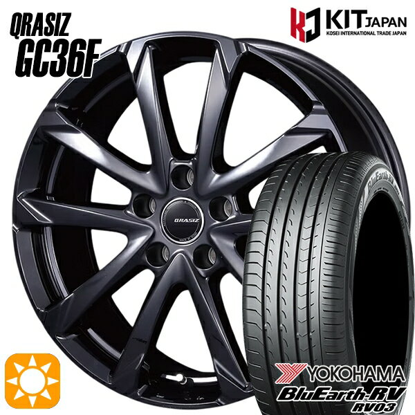 【取付対象】195/65R15 91H ヨコハマ ブルーアース RV03 コーセイ クレイシズ GC36F グロッシーブラック 15インチ 6.0J 5H114.3 サマータイヤホイールセット