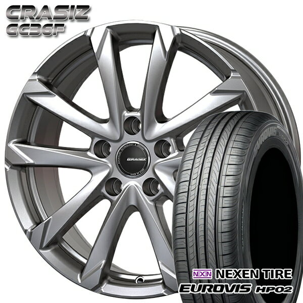 【取付対象】195/65R15 ネクセン ロードストーン ユーロビズ HP02 コーセイ クレイシズ GC36F ブライトシルバー 15インチ 6.0J 5H114.3 サマータイヤホイールセット