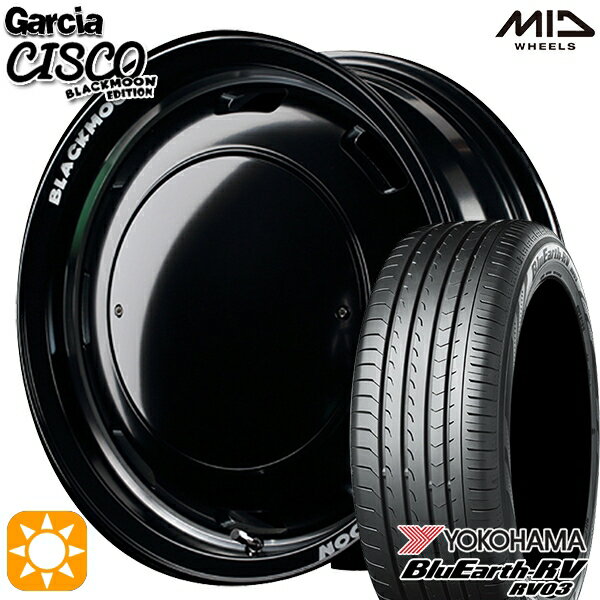 【取付対象】エブリィワゴン 165/60R14 75H ヨコハマ ブルーアース RV03 MID ガルシアシスコブラックムーン ブラック 14インチ 4.5J 4H100 サマータイヤホイールセット