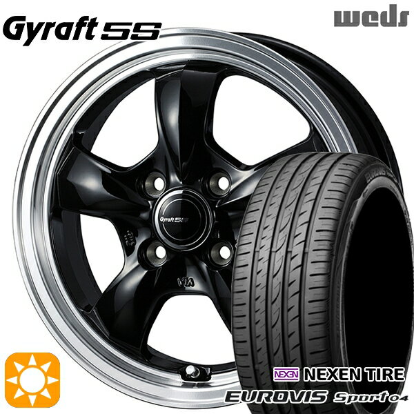 【取付対象】165/60R14 75H ロードストーン ユーロビズ Sport 04 ウェッズ グラフト 5S BK/RP 14インチ 4.5J 4H100 サマータイヤホイールセット