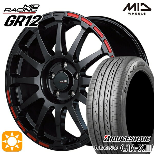 【取付対象】リーフ レヴォーグ 215/50R17 95V XL ブリヂストン レグノ GR-X3 MID RMPレーシング GR12 クリスタルブラック/ストロボレッド 17インチ 7.0J 5H114.3 サマータイヤホイールセット