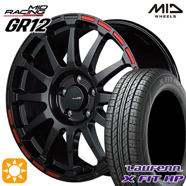 【取付対象】225/55R18 98V ラウフェン X FIT HP LA41 MID RMPレーシング GR12 クリスタルブラック/ストロボレッド 18インチ 8.0J 5H114.3 サマータイヤホイールセット