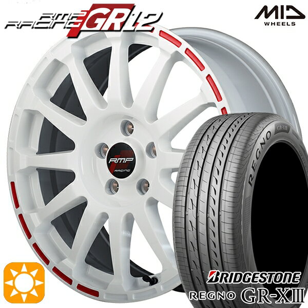 【取付対象】アイシス ノア/ヴォクシー 215/45R17 91W XL ブリヂストン レグノ GR-X3 MID RMPレーシング GR12 ホワイト/ストロボレッド 17インチ 7.0J 5H114.3 サマータイヤホイールセット