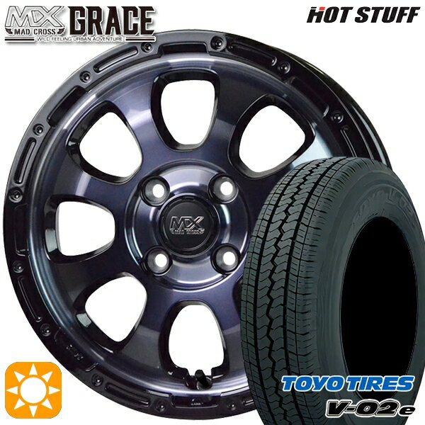 【取付対象】軽トラ 145/80R12 80/78N トーヨー V02E V-02E HotStuff マッドクロス グレイス BKC/BK 12インチ 4.0J 4H100 サマータイヤホイールセット
