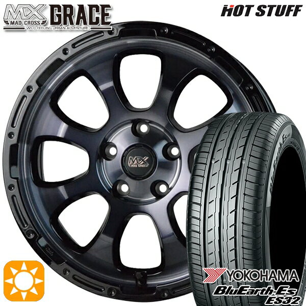 【取付対象】C-HR カローラクロス 215/60R17 96H ヨコハマ ブルーアース ES32 HotStuff マッドクロス グレイス BKC/BK 17インチ 7.0J 5H114.3 サマータイヤホイールセット