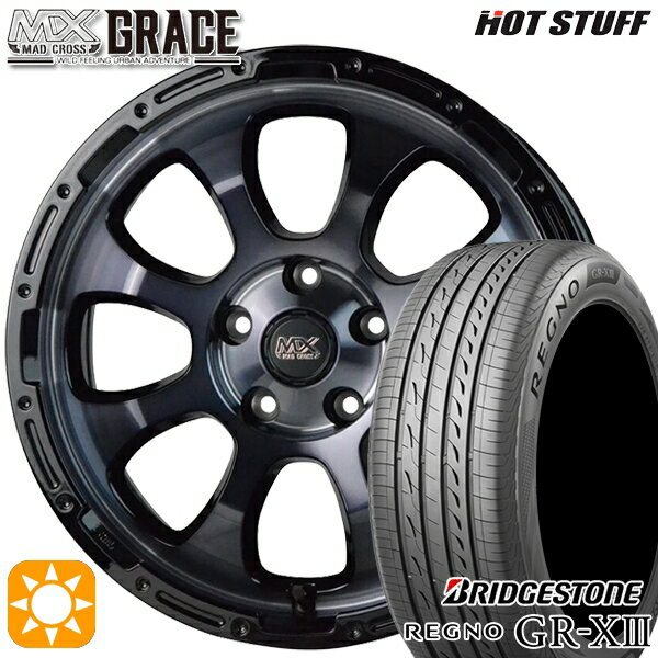 【取付対象】フォレスターSK9/SKE エクストレイル 225/55R17 97W ブリヂストン レグノ GR-X3 HotStuff マッドクロス グレイス BKC/BK 17インチ 7.0J 5H114.3 サマータイヤホイールセット