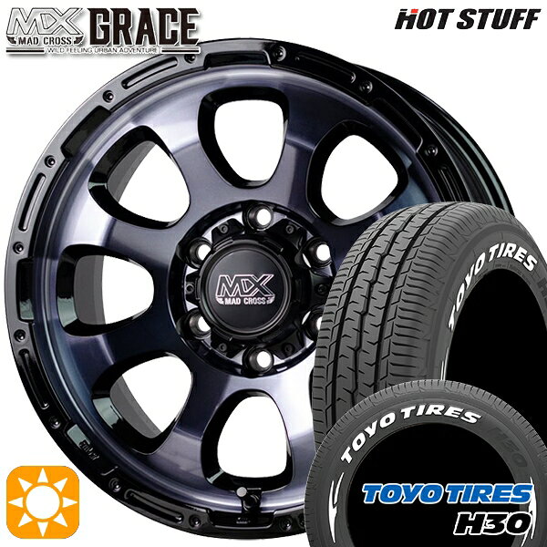【取付対象】215/60R17 109/107R トーヨー H30 ホワイトレター HotStuff マッドクロス グレイス BKC/BK 17インチ 6.5J 6H139.7 サマータイヤホイールセット