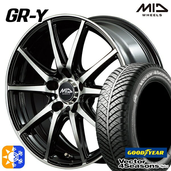 215/55R17 94H グッドイヤー ベクター フォーシーズンズ MID ファイナルスピード GR-ガンマ 17インチ 7.0J 5H114.3 ブラックポリッシュ オールシーズンタイヤホイールセット
