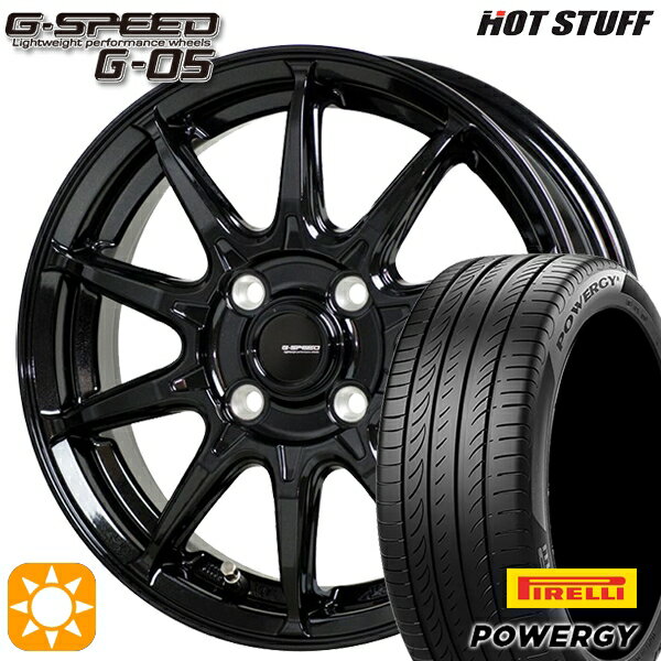 【取付対象】185/60R15 84H ピレリ パワジー ホットスタッフ ジースピード G-05 メタリックブラック 15インチ 5.5J 4H100 サマータイヤホイールセット