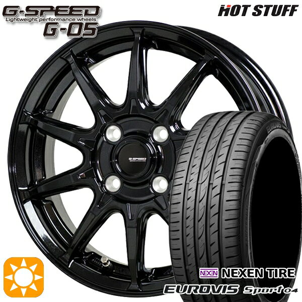 【取付対象】165/60R14 75H ロードストーン ユーロビズ Sport 04 ホットスタッフ ジースピード G-05 メタリックブラック 14インチ 4.5J 4H100 サマータイヤホイールセット