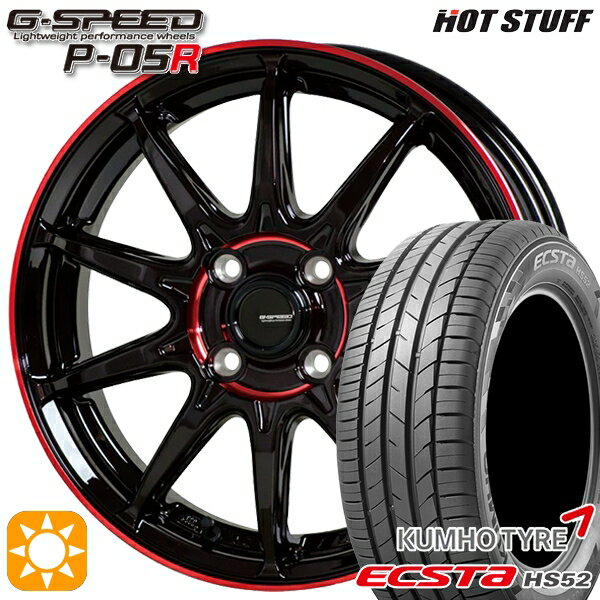 【取付対象】タンク ルーミー 195/45R16 84V XL クムホ エクスタ HS52 HotStuff ジースピード P-05R ブラックレッドクリア 16インチ 6.0J 4H100 サマータイヤホイールセット