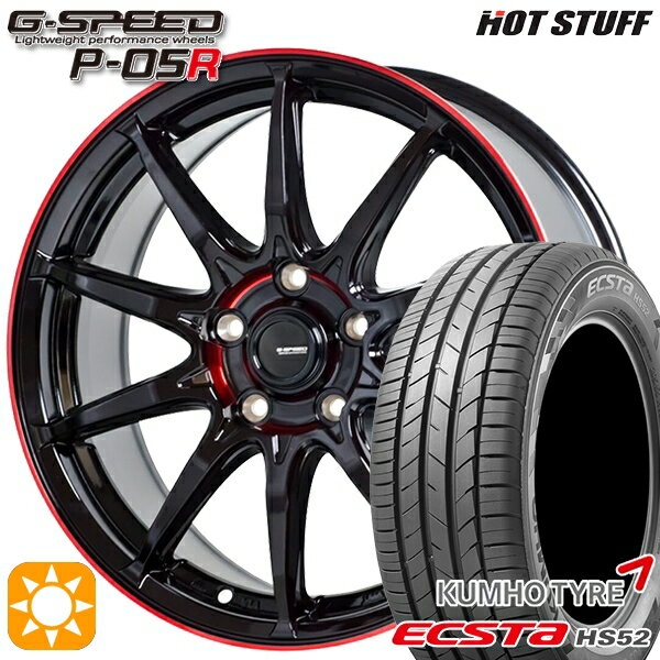 【取付対象】C-HR カローラクロス 215/60R17 100V XL クムホ エクスタ HS52 HotStuff ジースピード P-05R ブラックレッドクリア 17インチ 7.0J 5H114.3 サマータイヤホイールセット