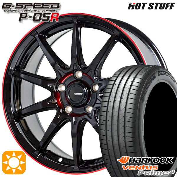 【取付対象】195/60R16 89V ハンコック veNtus PRime4 K135 HotStuff ジースピード P-05R ブラックレッドクリア 16インチ 6.5J 5H114.3 サマータイヤホイールセット
