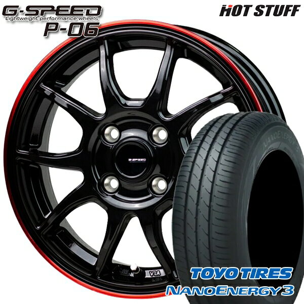 【取付対象】エブリィワゴン 165/60R14 75H トーヨー ナノエナジー3 HotStuff ジースピード P-06 ブラックレッドクリア 14インチ 4.5J 4H100 サマータイヤホイールセット