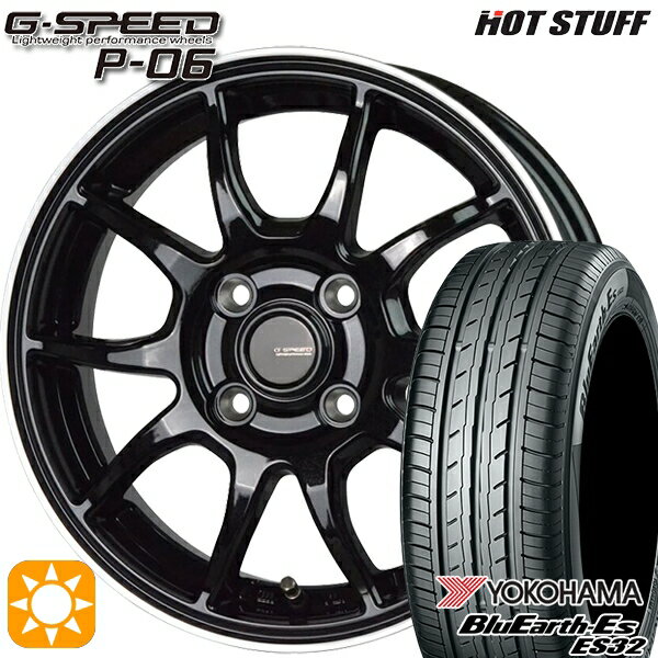 【取付対象】フィット アクア 175/65R15 84S ヨコハマ ブルーアース ES32 HotStuff ジースピード P-06 MB/RP 15インチ 5.5J 4H100 サマータイヤホイールセット