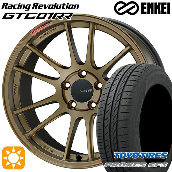 【取付対象】アクセラ アテンザ 215/45R18 93W XL トーヨー プロクセス CF3 ENKEI エンケイ レーシングレボリューション GTC01RR チタニウムゴールド 18インチ 7.5J 5H114.3 サマータイヤホイールセット