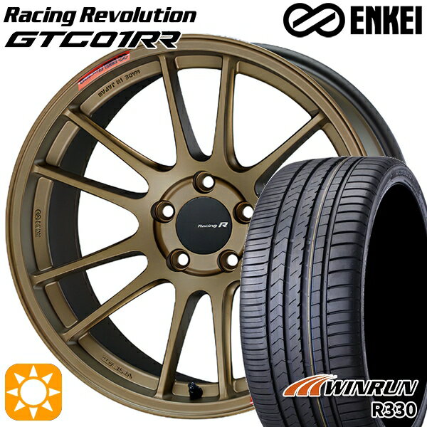 【取付対象】アウトランダー エクストレイル 225/55R18 98V ウィンラン R330 ENKEI エンケイ レーシングレボリューション GTC01RR チタニウムゴールド 18インチ 8.5J 5H114.3 サマータイヤホイールセット