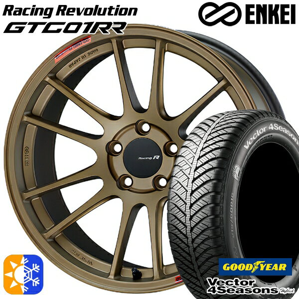 アルファード ヴェルファイア 235/50R18 101H XL グッドイヤー ベクター フォーシーズンズ ENKEI エンケイ レーシングレボリューション GTC01RR 18インチ 8.5J 5H114.3 チタニウムゴールド オールシーズンタイヤホイールセット