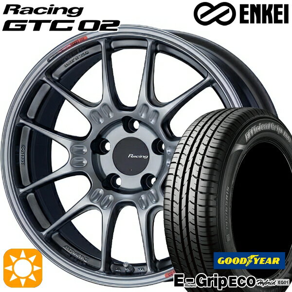 【取付対象】リーフ レヴォーグ 215/50R17 91V グッドイヤー エフィシェントグリップ エコ EG01 ENKEI エンケイ レーシング GTC02 ハイパーシルバー 17インチ 7.5J 5H114.3 サマータイヤホイールセット