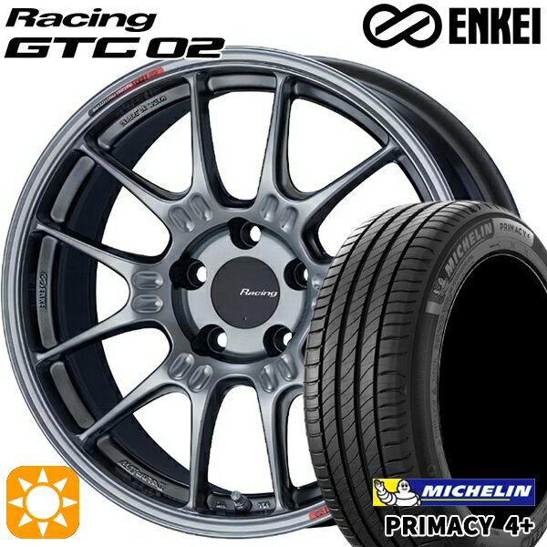 【取付対象】リーフ レヴォーグ 215/50R17 95W XL ミシュラン プライマシー4プラス ENKEI エンケイ レーシング GTC02 ハイパーシルバー 17インチ 7.5J 5H114.3 サマータイヤホイールセット